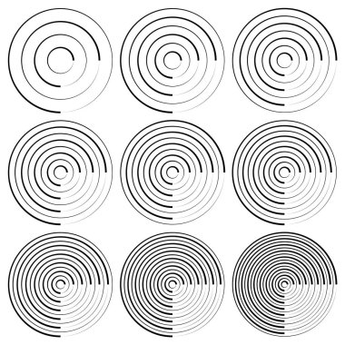 Radikal, yayıcı, eşmerkezli çizgiler vektör şekil elementi