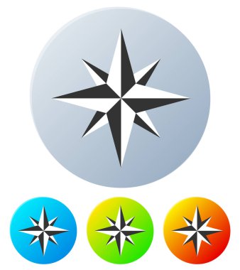 Modern, şık pusula, navigasyon simgesi vektör illüstrasyonu