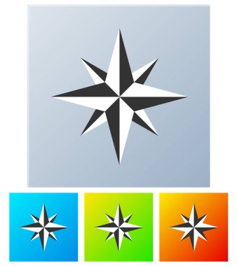 Modern, şık pusula, navigasyon simgesi vektör illüstrasyonu