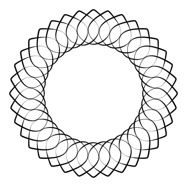 Garis Tipis Bulat Mandala Melingkar Pola Motif Elemen Ikon Lingkaran - Stok Vektor