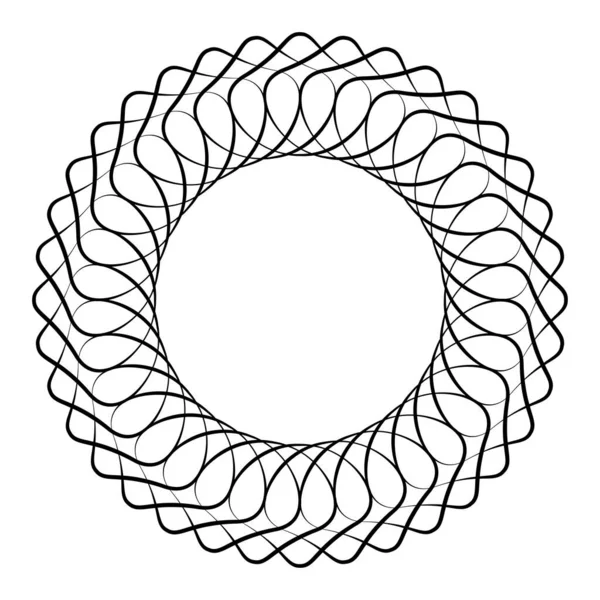 Linea Sottile Rotonda Mandala Circolare Motivo Elemento Icona Cerchio Geometrico — Vettoriale Stock