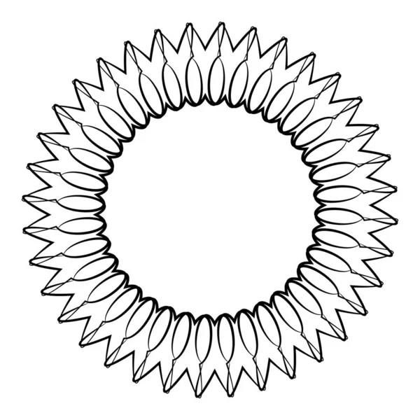 Ligne Fine Ronde Mandala Circulaire Motif Élément Icône Cercle Géométrique — Image vectorielle