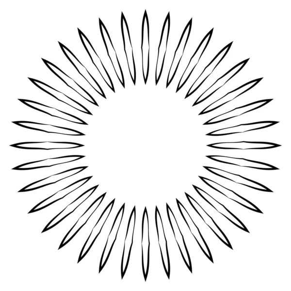 Línea Delgada Redonda Mandala Circular Patrón Motivo Elemento Icono Círculo — Vector de stock