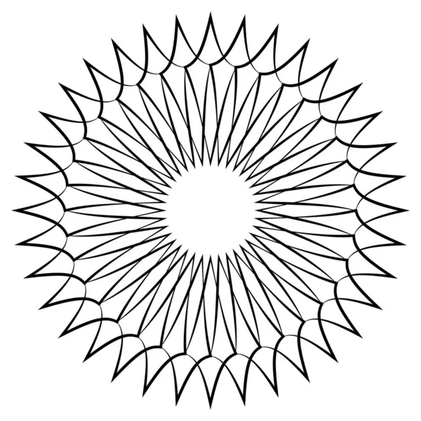 Nce Çizgi Dairesel Mandala Motif Desen Ikon Element Geometrik Çember — Stok Vektör