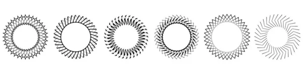 Linha Fina Redonda Mandala Circular Padrão Motivo Elemento Ícone Conjunto — Vetor de Stock