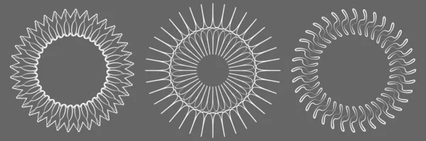 細い線のラウンド 円形の曼荼羅 モチーフパターン アイコン要素 幾何学的サークルセット ストック ベクトル イラスト クリップ アート — ストックベクタ
