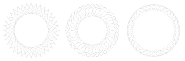 Linha Fina Redonda Mandala Circular Padrão Motivo Elemento Ícone Conjunto — Vetor de Stock
