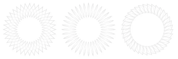 Línea Delgada Redonda Mandala Circular Patrón Motivo Elemento Icono Conjunto — Vector de stock