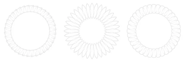 Dünne Linie Rund Kreisförmiges Mandala Motivmuster Symbolelement Geometrischer Kreis Gesetzt — Stockvektor