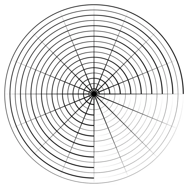 Radial Radiating Concentric Lines Circle Vector Shape Element — Stock vektor