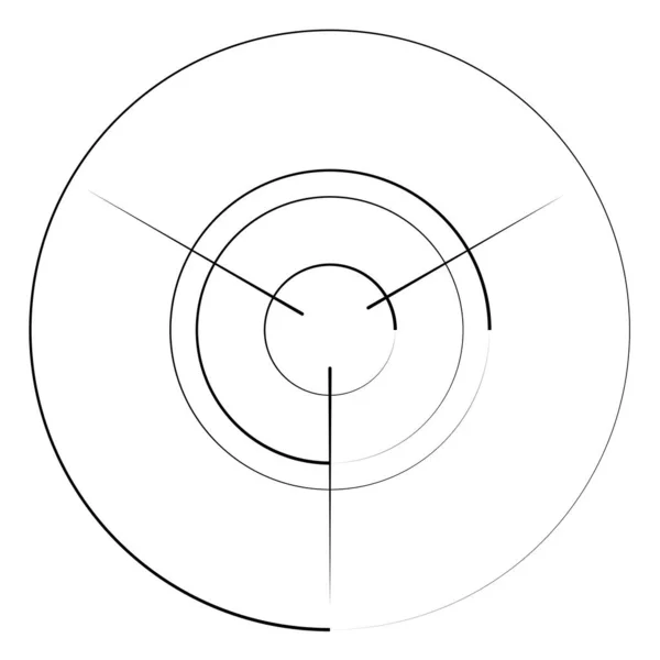 Elemento Forma Radiale Radiante Concentrico Del Vettore Cerchio Linee — Vettoriale Stock