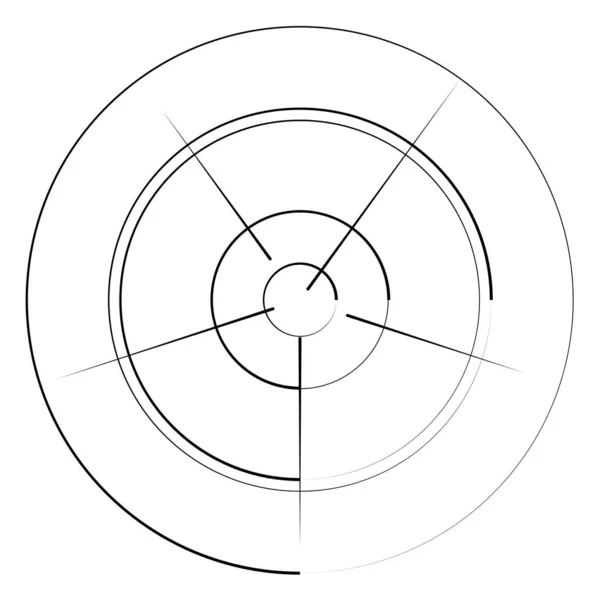 Radial Radiating Concentric Lines Circle Vector Shape Element — Image vectorielle