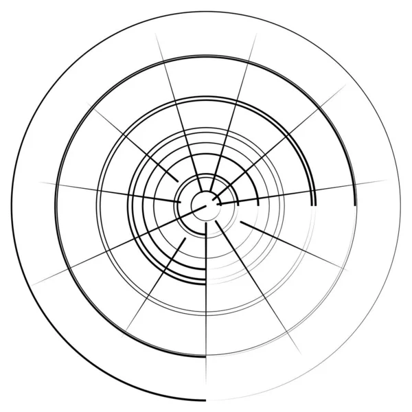 Ακτινωτά Ακτινωτά Ομόκεντρα Στοιχεία Διανυσματικού Σχήματος Κύκλων Γραμμών — Διανυσματικό Αρχείο