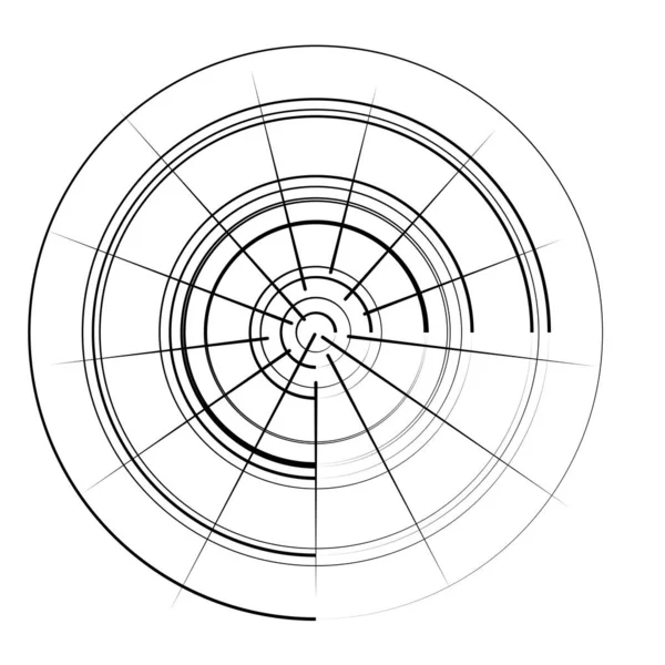 Radiale Strahlende Konzentrische Linien Kreisen Vektorförmiges Element — Stockvektor