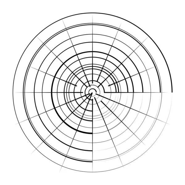 Radial Radiating Concentric Lines Circle Vector Shape Element — Stock Vector