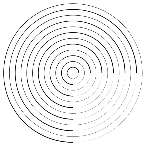 Radiale Strahlende Konzentrische Linien Kreisen Vektorförmiges Element — Stockvektor