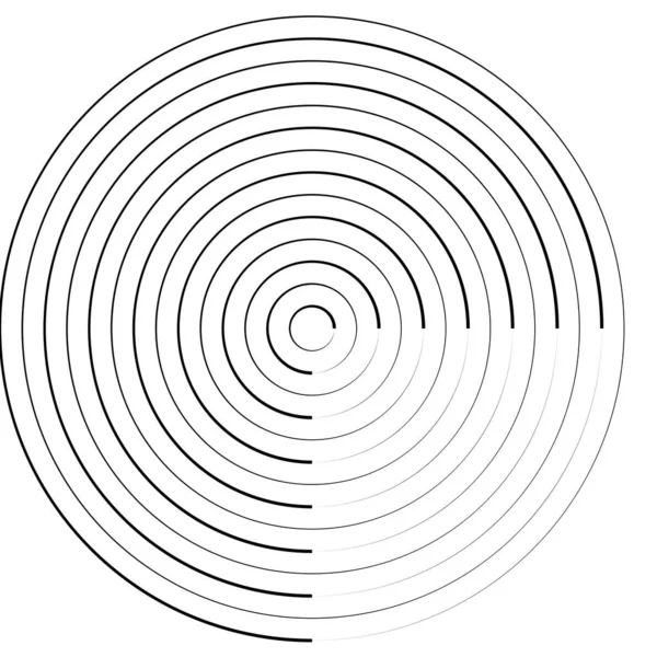 Radiale Strahlende Konzentrische Linien Kreisen Vektorförmiges Element — Stockvektor
