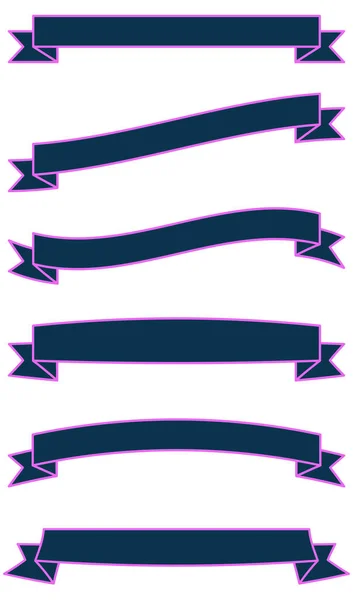 Ribbon Bow Tag Label Element Set Vector Illustration — Stock Vector