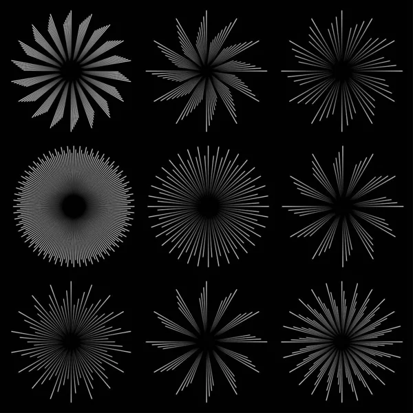 Ledakan Radial Dan Memancar Elemen Abstrak Garis Ray - Stok Vektor