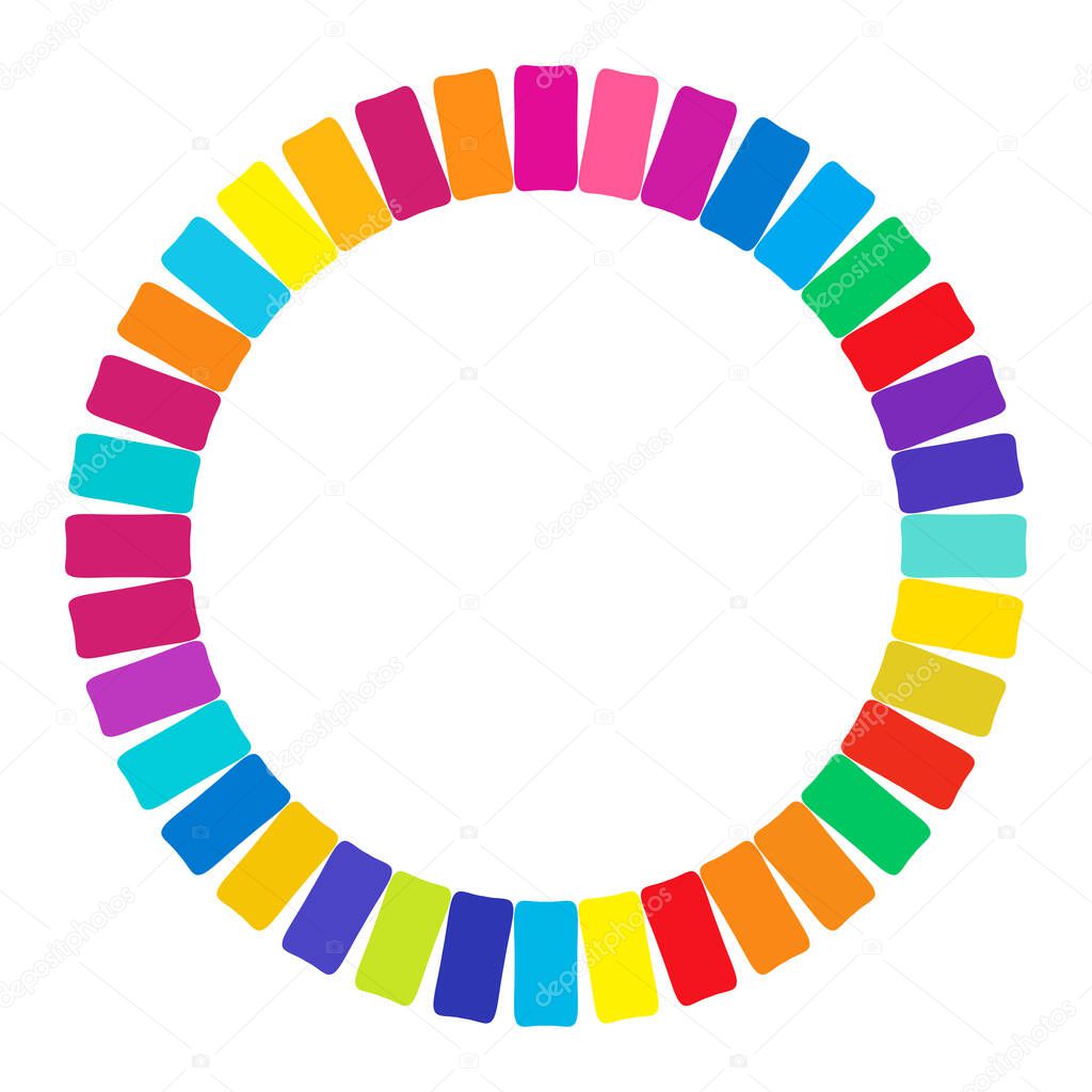 Colorful, multi-color round, circular mandala, motif pattern, icon element. Geometric circle