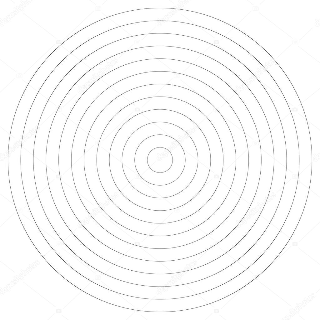Radial, radiating, concentric lines circle vector shape element