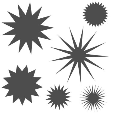 Parıltı, parıltı, parıltı şeklinde element. Yıldız patlaması, güneş patlaması simgesi ()