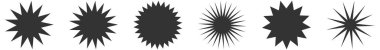 Parıltı, parıltı, parıltı şeklinde element. Yıldız patlaması, güneş patlaması ikonları. Stock vektör illüstrasyonu, klip- art grafikleri