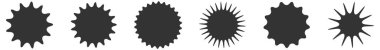 Parıltı, parıltı, parıltı şeklinde element. Yıldız patlaması, güneş patlaması ikonları. Stock vektör illüstrasyonu, klip- art grafikleri