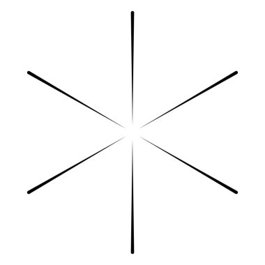 Radyal, yayılan patlama hatları. Yıldız patlaması, güneş patlaması şekilli element. Stock vektör illüstrasyonu, klip- art grafikleri