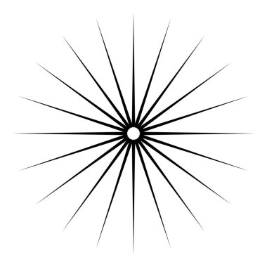 Radyal, yayılan patlama hatları. Yıldız patlaması, güneş patlaması şekilli element. Stock vektör illüstrasyonu, klip- art grafikleri