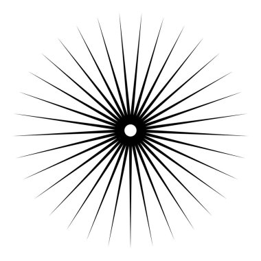 Radyal, yayılan patlama hatları. Yıldız patlaması, güneş patlaması şekilli element. Stock vektör illüstrasyonu, klip- art grafikleri