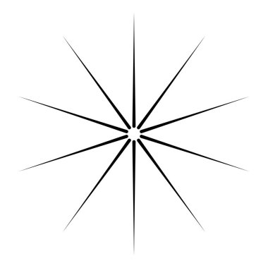 Radyal, yayılan patlama hatları. Yıldız patlaması, güneş patlaması şekilli element. Stock vektör illüstrasyonu, klip- art grafikleri