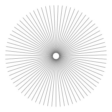 Radyal, yayılan patlama hatları. Yıldız patlaması, güneş patlaması şekilli element. Stock vektör illüstrasyonu, klip- art grafikleri