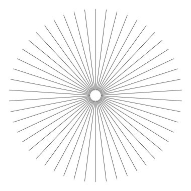 Radyal, yayılan patlama hatları. Yıldız patlaması, güneş patlaması şekilli element. Stock vektör illüstrasyonu, klip- art grafikleri