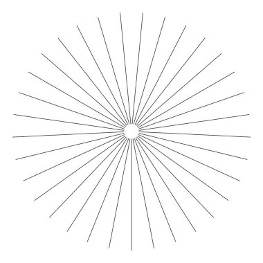 Radyal, yayılan patlama hatları. Yıldız patlaması, güneş patlaması şekilli element. Stock vektör illüstrasyonu, klip- art grafikleri