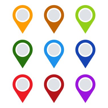 Harita işaretleyici, harita pin ikonu vektör illüstrasyonu. Konum, adres simgesi