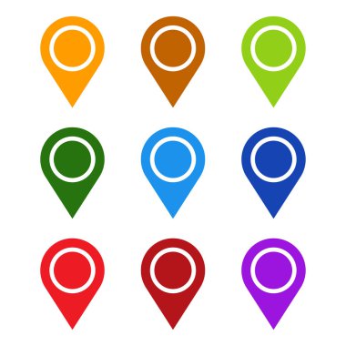 Harita işaretleyici, harita pin ikonu vektör illüstrasyonu. Konum, adres simgesi