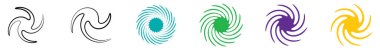 Spiral, girdap, girdap şeklindeki element vektörü ayarlandı. Stock vektör illüstrasyonu, klip- art grafikleri