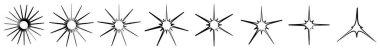 Radyal, yayılan yıldız şekli elementi ayarlandı. Stock vektör illüstrasyonu, klip- art grafikleri