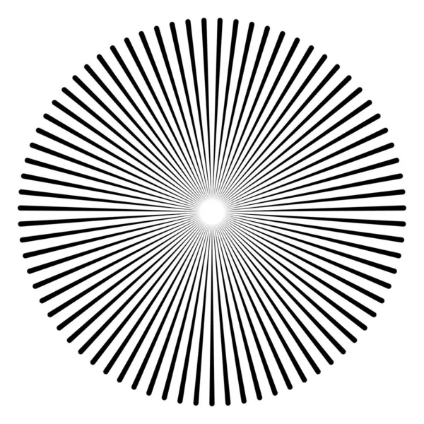 Líneas Ráfaga Radiales Estallido Estelar Elemento Forma Rayo Sol Ilustración — Vector de stock