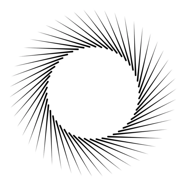 Spiral Virvla Snurra Roterande Radial Utstrålande Sprängningslinjer Starburst Sunburst Form — Stock vektor