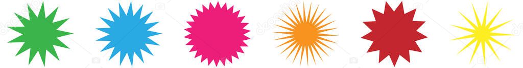 Sparkle, gleam, glitter shape element. Starburst, sunburst icon(s). Stock vector illustration, clip-art graphics