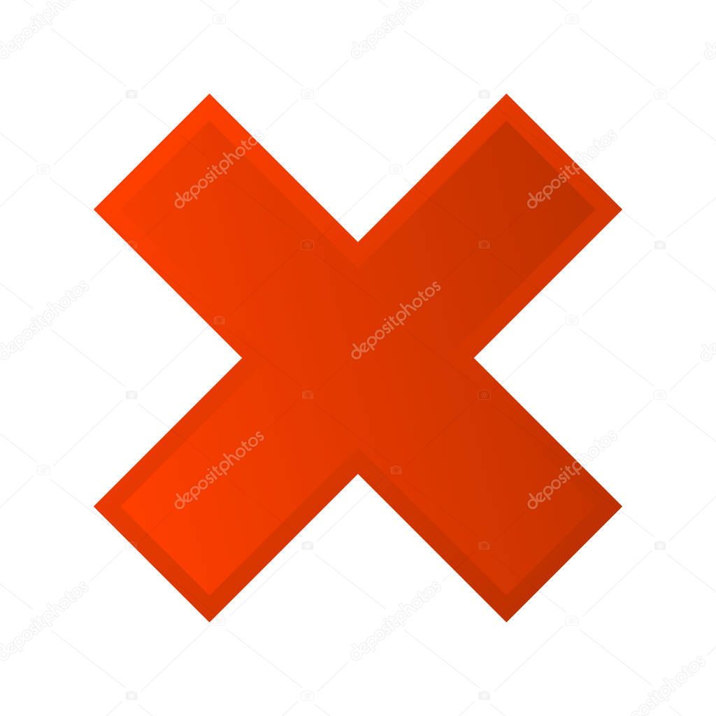 Cross sign, symbol for restriction, prohibition, decline concepts
