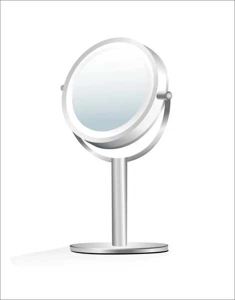 Miroir de maquillage argent isolé sur blanc — Image vectorielle