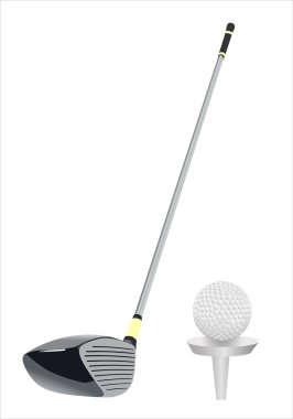 Golf clubs on white background clipart