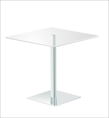 Beyaz arka plan üzerinde izole modern cam masa