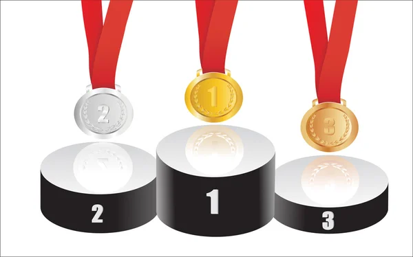 Set di medaglie d'oro, d'argento e di bronzo — Vettoriale Stock