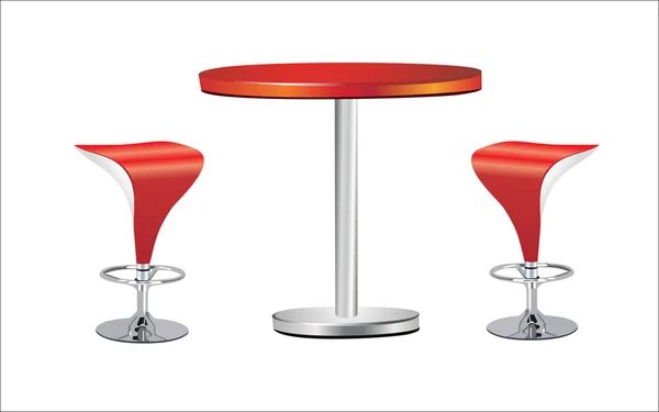 Hoge tafel w stoelen op witte achtergrond — Stockvector