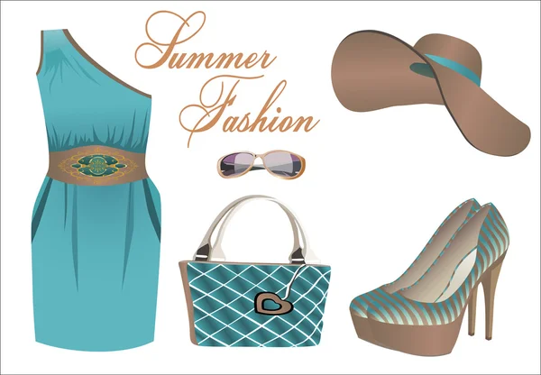 Collection de vêtements d'été — Image vectorielle