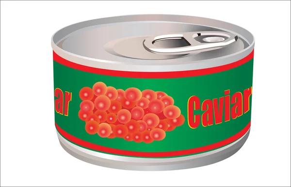 Banco com caviar vermelho, isolado sobre branco — Vetor de Stock